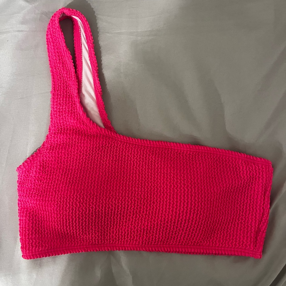 SHEIN Hot Pink One-Shoulder Textured Bandeau